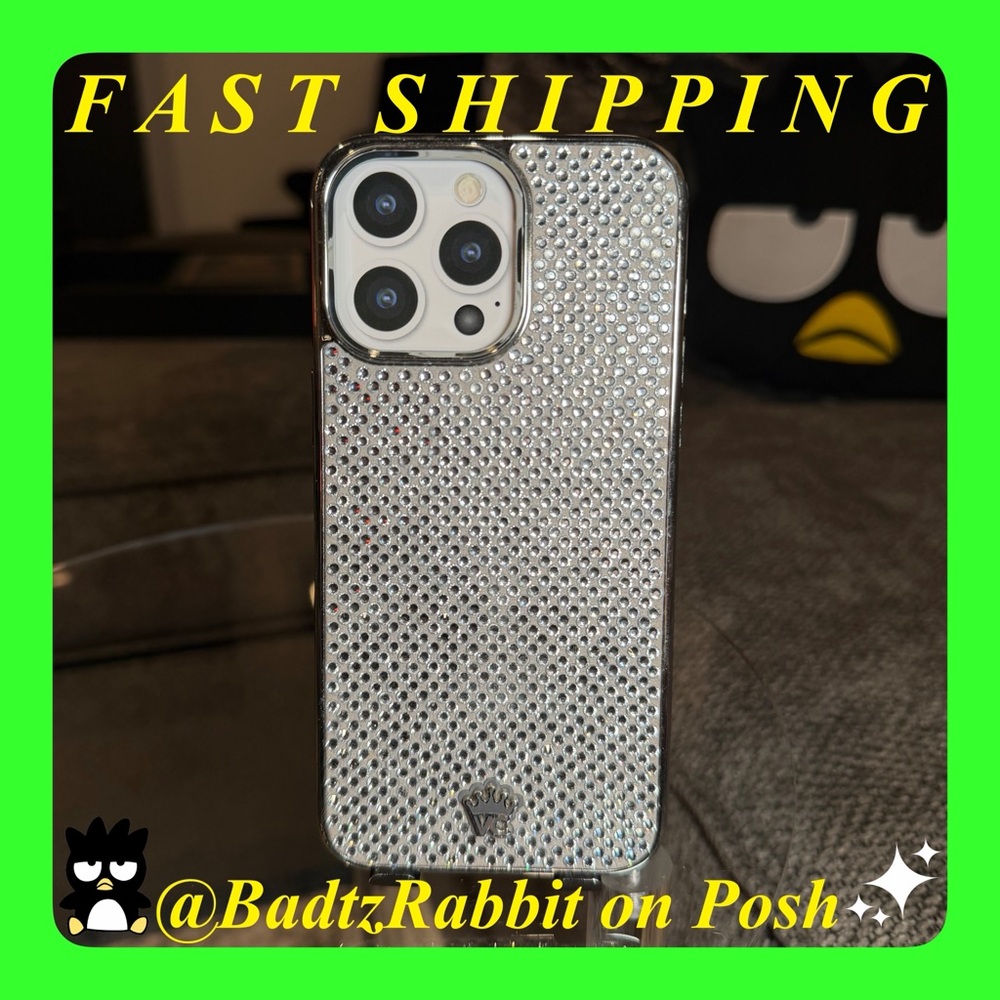 Rhinestone iPhone 15 Pro Max Phone Case | VELVET CAVIAR | SILVER